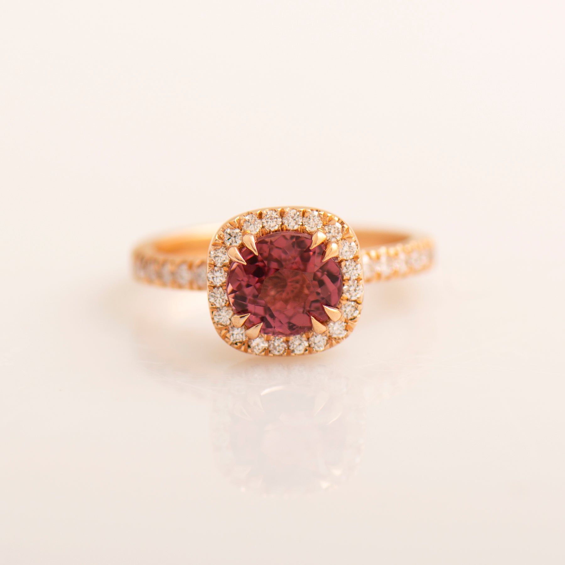 Halo Tourmaline Engagement Ring