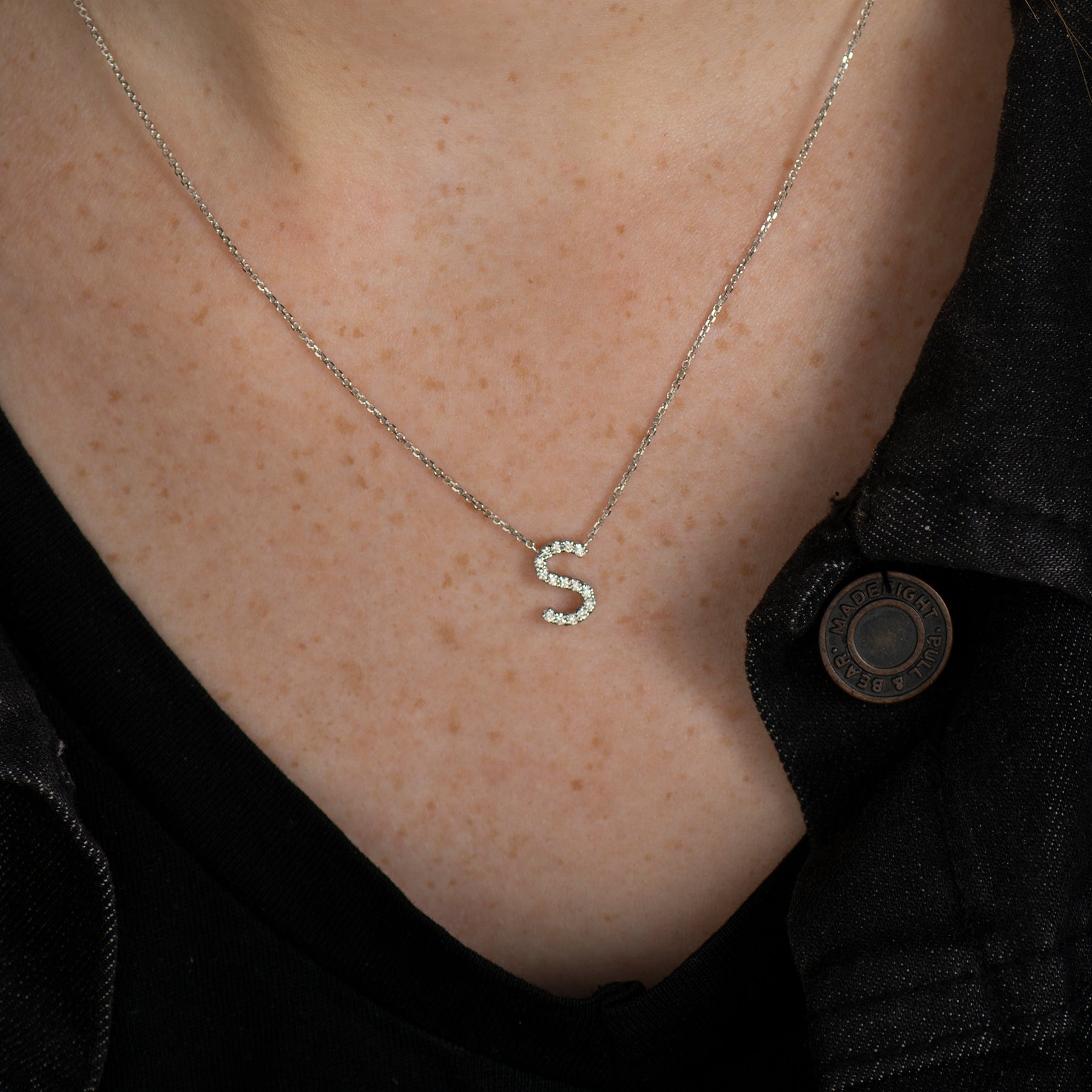 Alphabet Letter Diamond Necklace