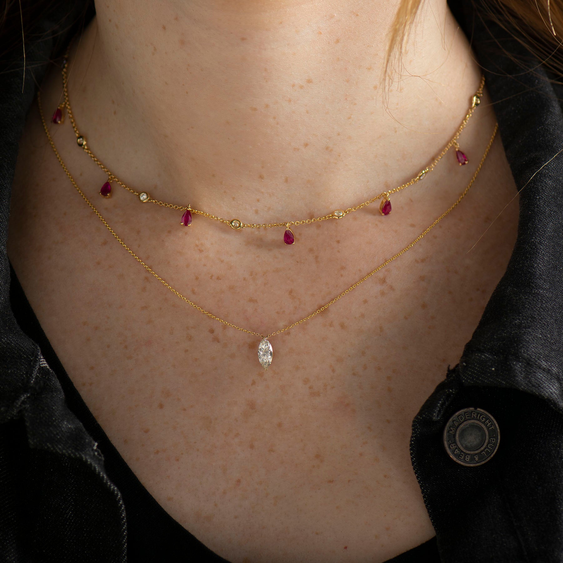 Station Necklace - Diamonds and Rubies