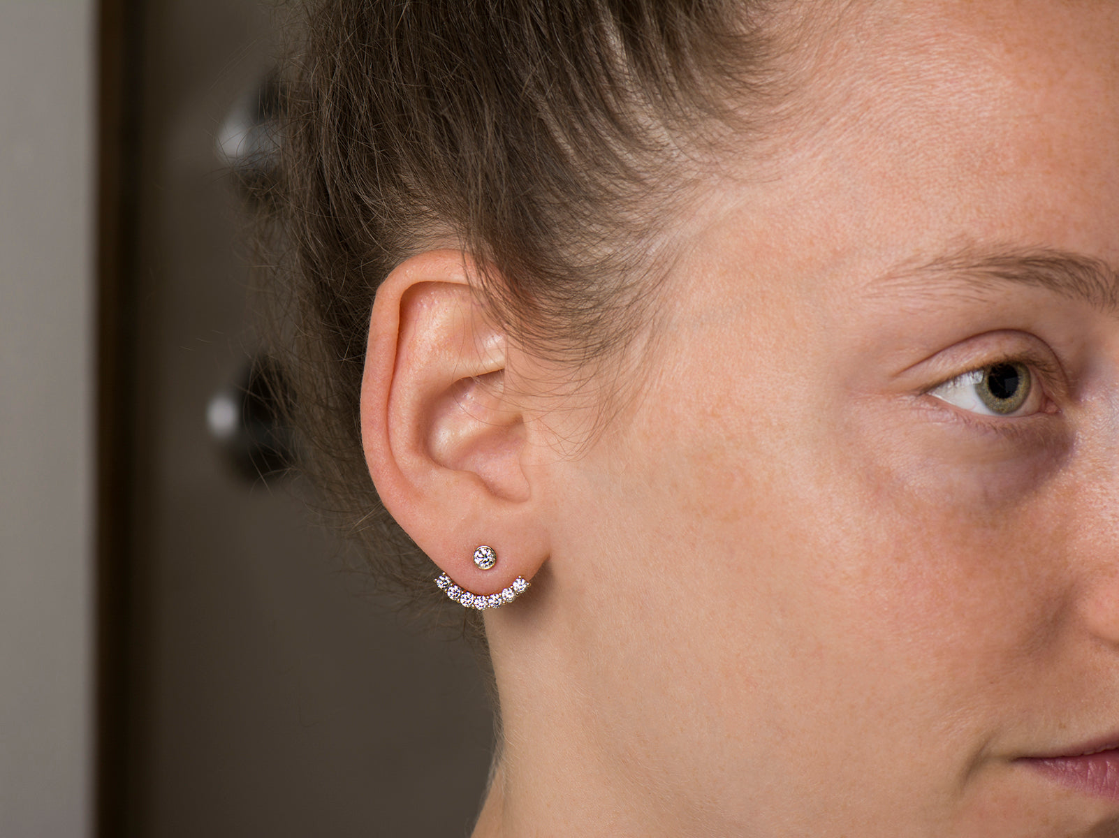 Ear Jacket Earrings With Diamond Studs