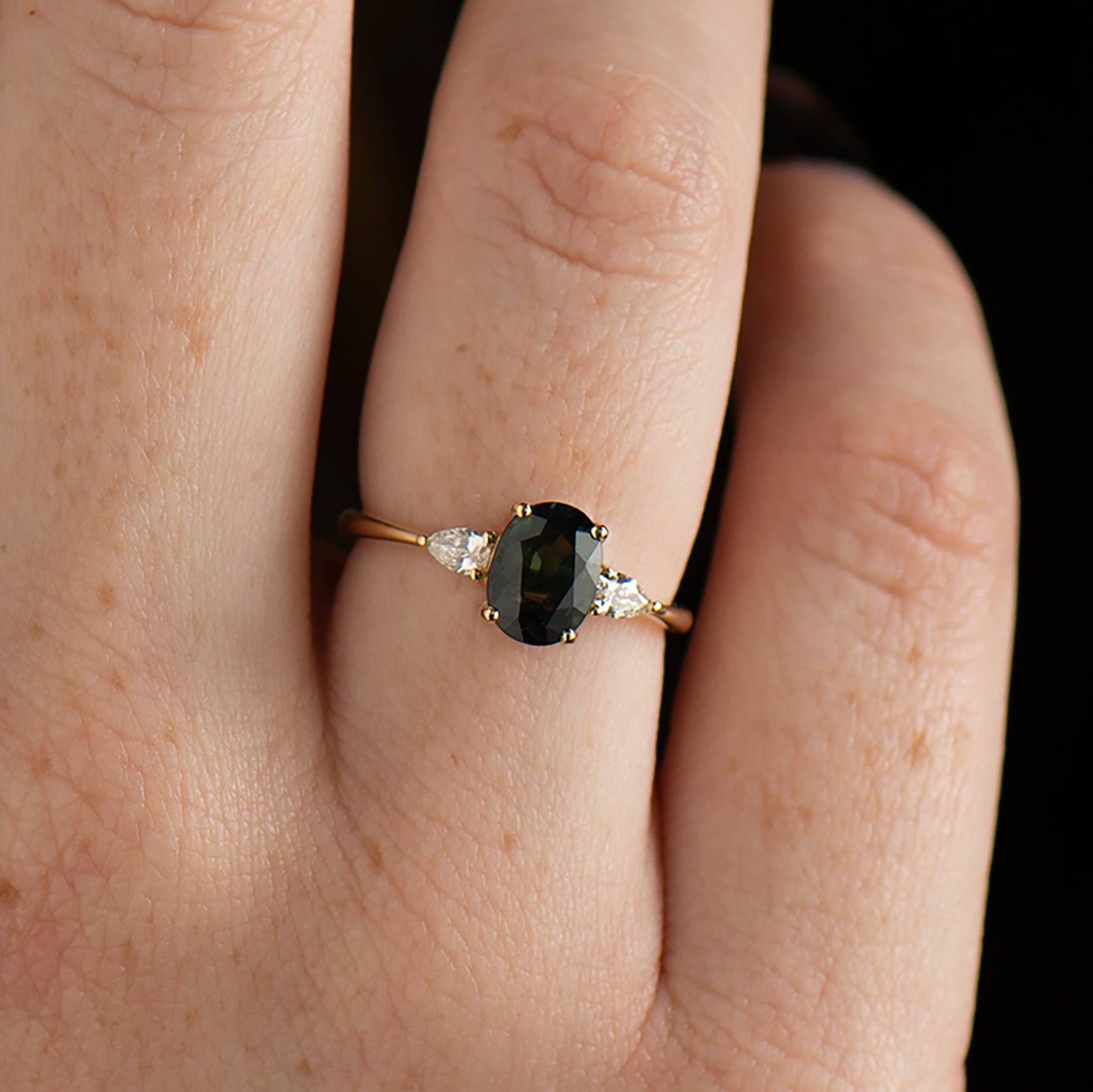 Teal Sapphire Engagement Ring