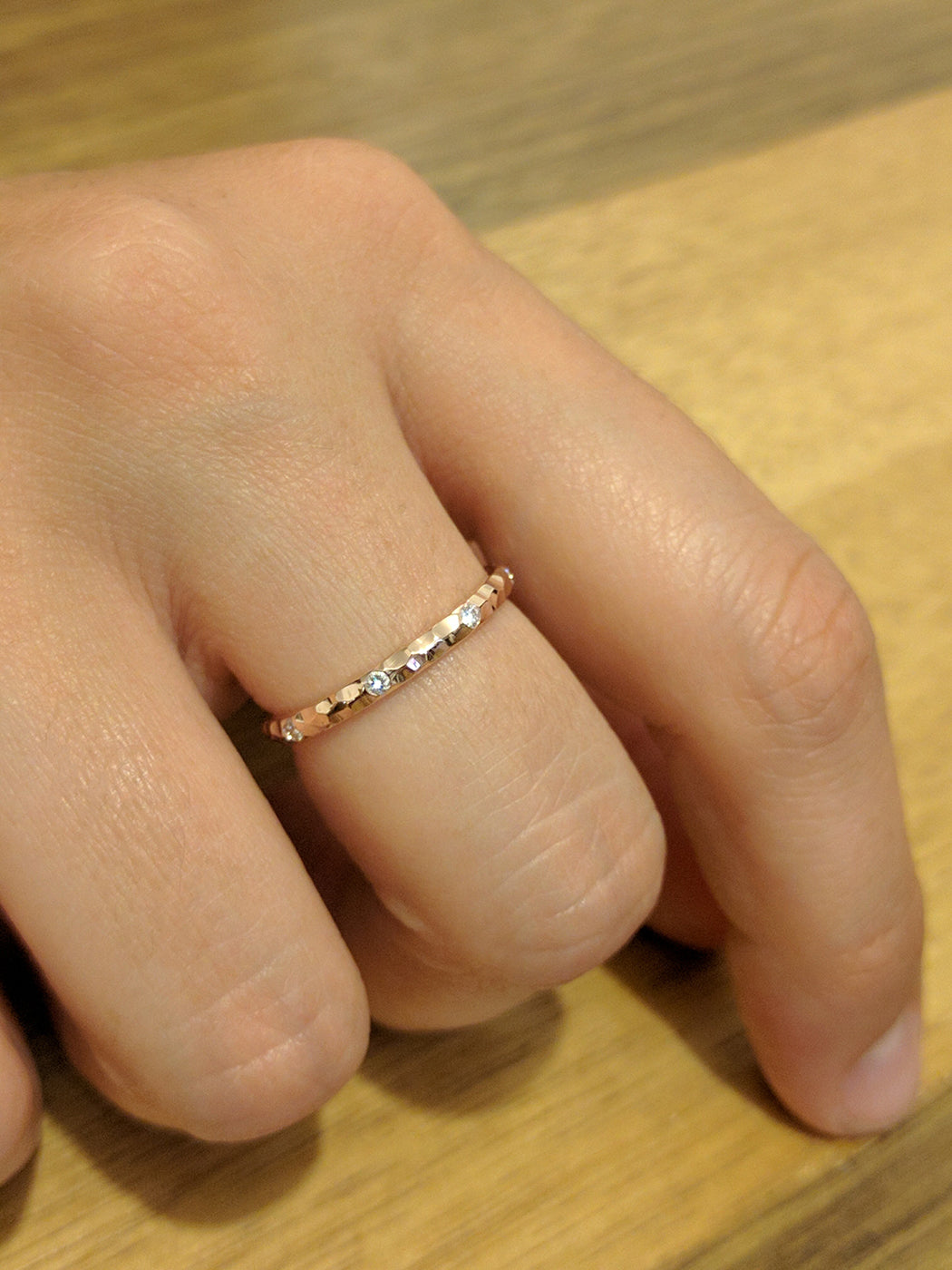 2 MM EVENLY SPACED ETERNITY  Diamond RING - Hammered